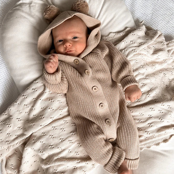 Thanksgiving Day Letter Print Brown Splicing Long-sleeve Baby Hooded Jumpsuit