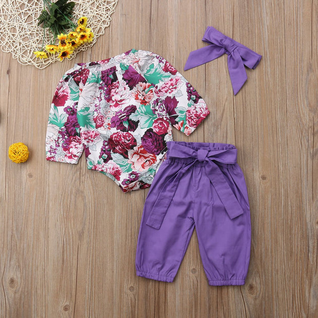 Baby Girls Tops Romper Floral Pants Leggings Outfit Set Clothes