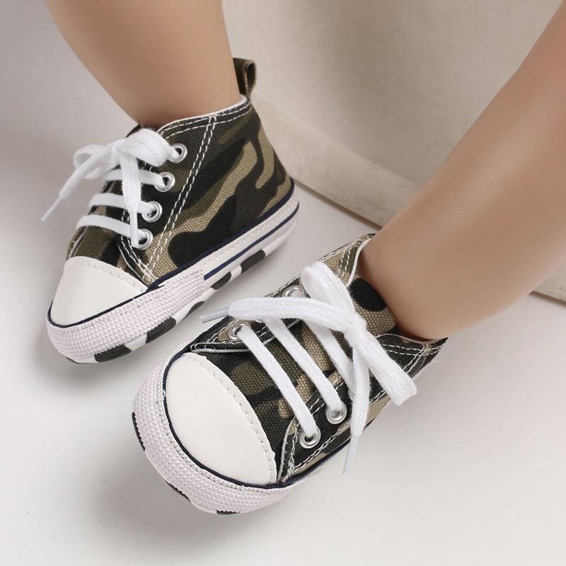 Zapatos de lona antideslizantes de camuflaje para bebé niño niña