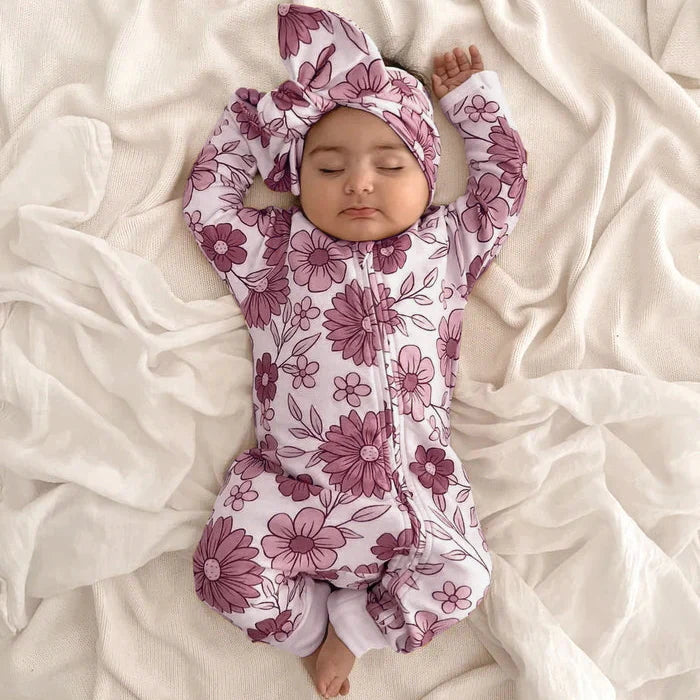 2PCS Lovely Floral Printed Baby Long Sleeve Jumpsuit