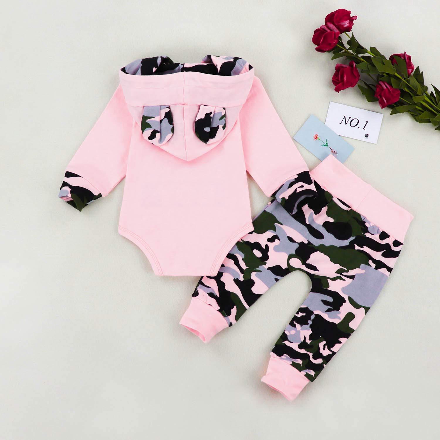 2PCS Baby Girl Daddy's Bestie Camouflage Printed Baby Set