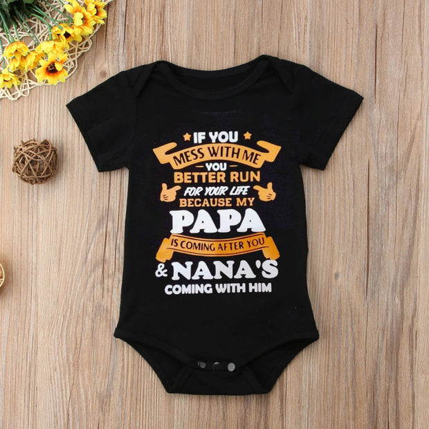 If You Mess With Me You Better Run Letter Printed Baby Romper