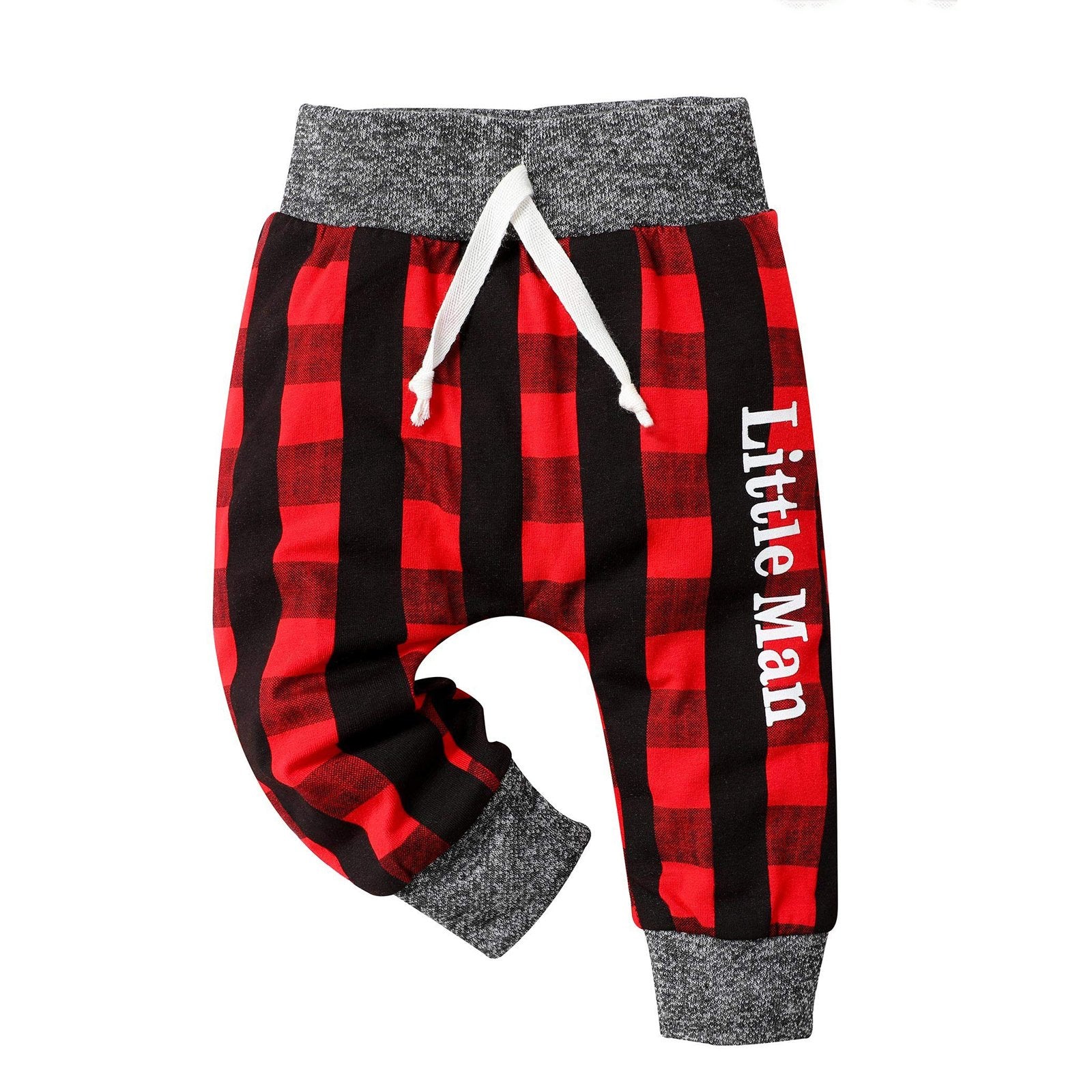 2PCS Mama's Boy Letter Printed Hoodie with Plaid Pants Baby Set