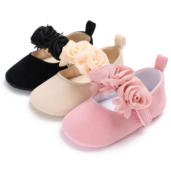 Solid Color 3D Flower Princess Athletic Baby Girl Shoes