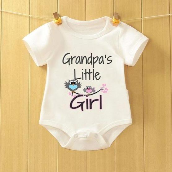 Grandpa's Little Girl Birds Printed Baby Girl Romper