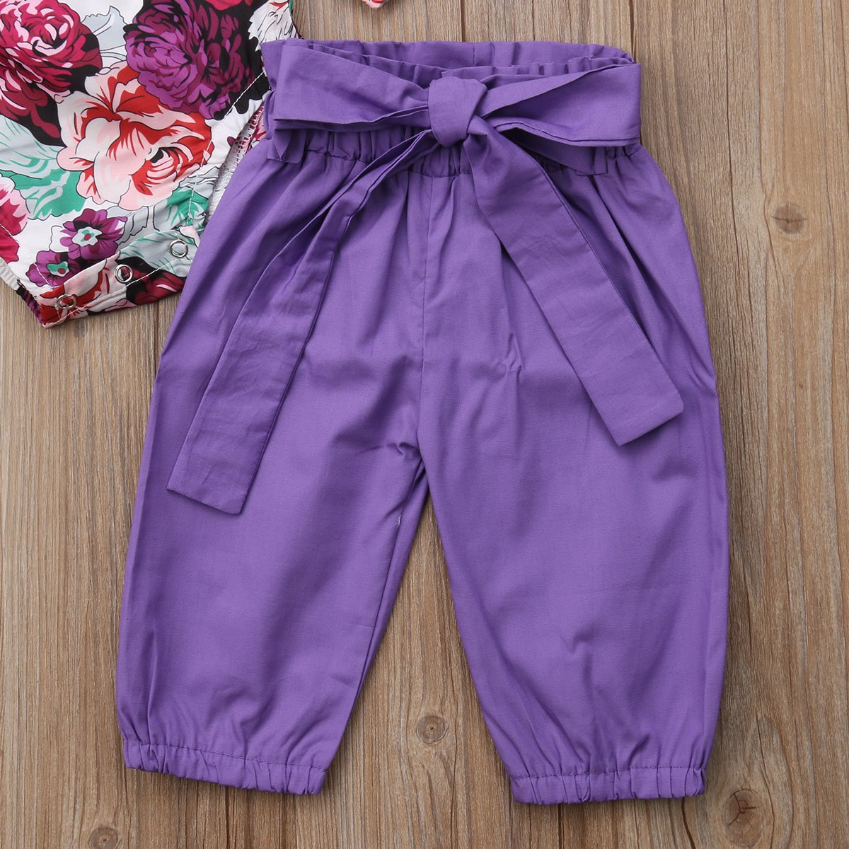 Conjunto de ropa para bebés y niñas, mameluco, pantalones florales, polainas