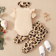 3PCS I Got It From My Mama Leopard Printed Baby Girl Set