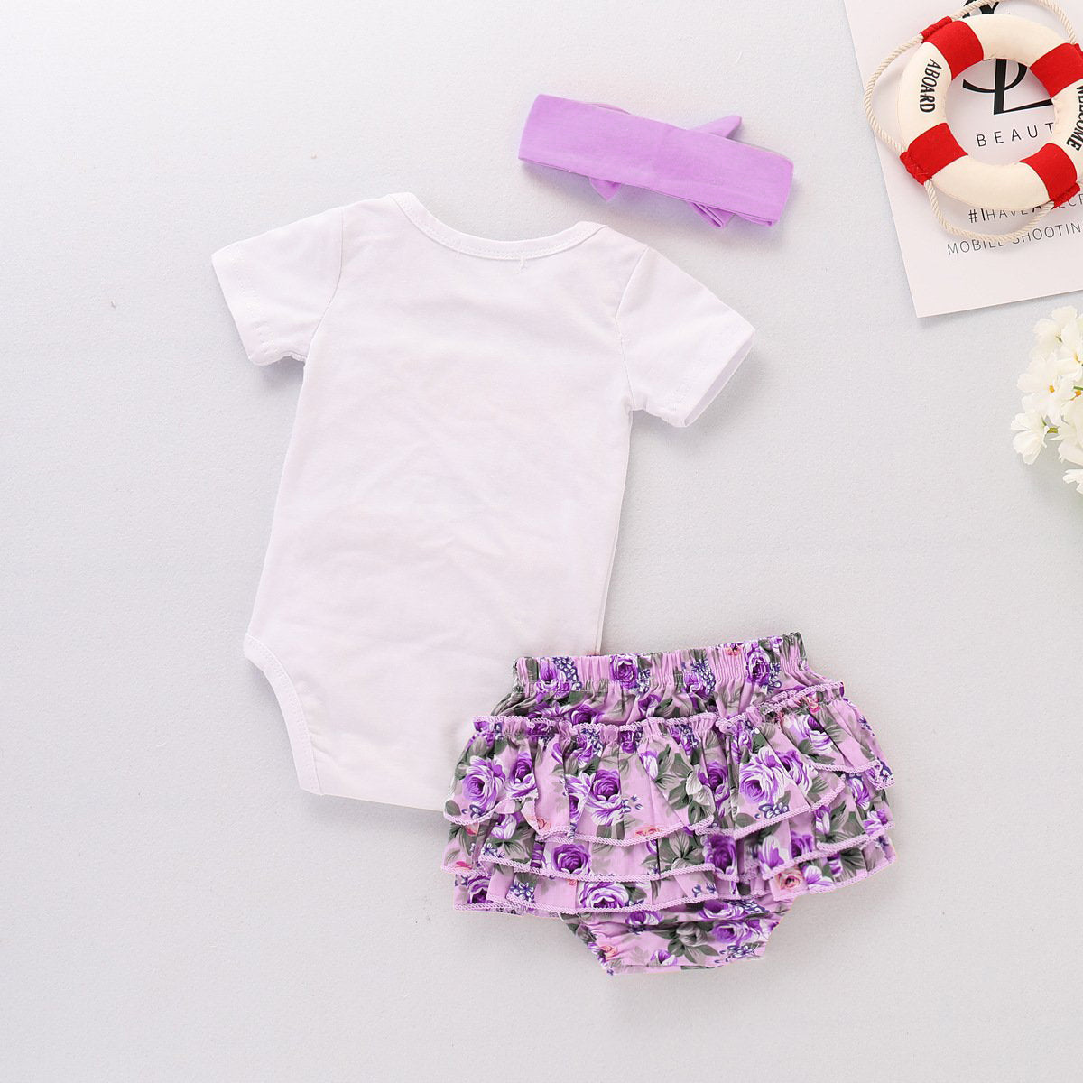 3PCS Daddy's Girl Mommy's World Floral Printed Baby Set