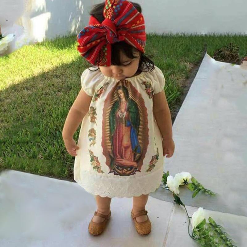 2 piezas lindo vestido de bebé estampado Virgen María
