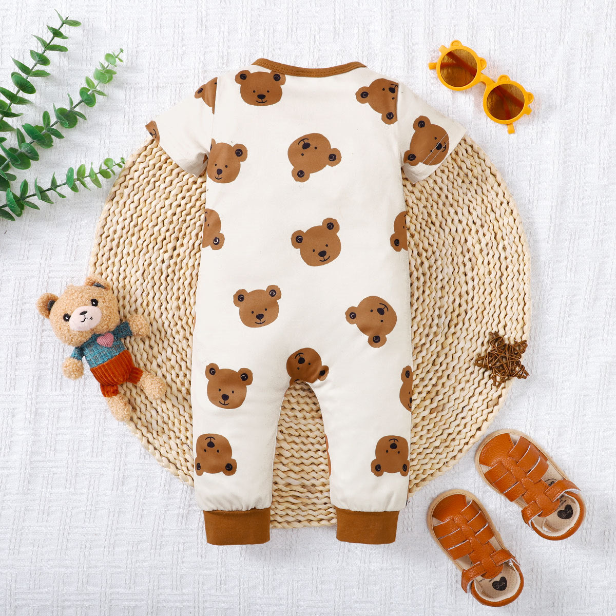Lovely Bear Printed Baby Jumpsuit