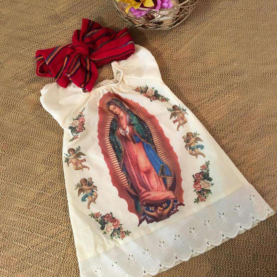 2 piezas lindo vestido de bebé estampado Virgen María