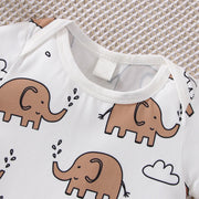 2PCS Cute Elephant Printed Short Sleeve Baby Set