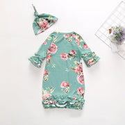 Lovely Baby Floral Printed Pajamas With Hat