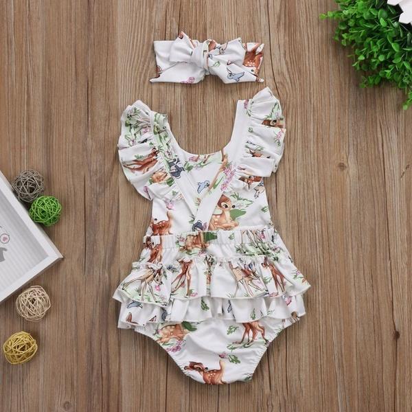 Deer print baby top clothes