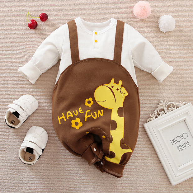 Adorable Giraffe Printed Baby Jumpsuit