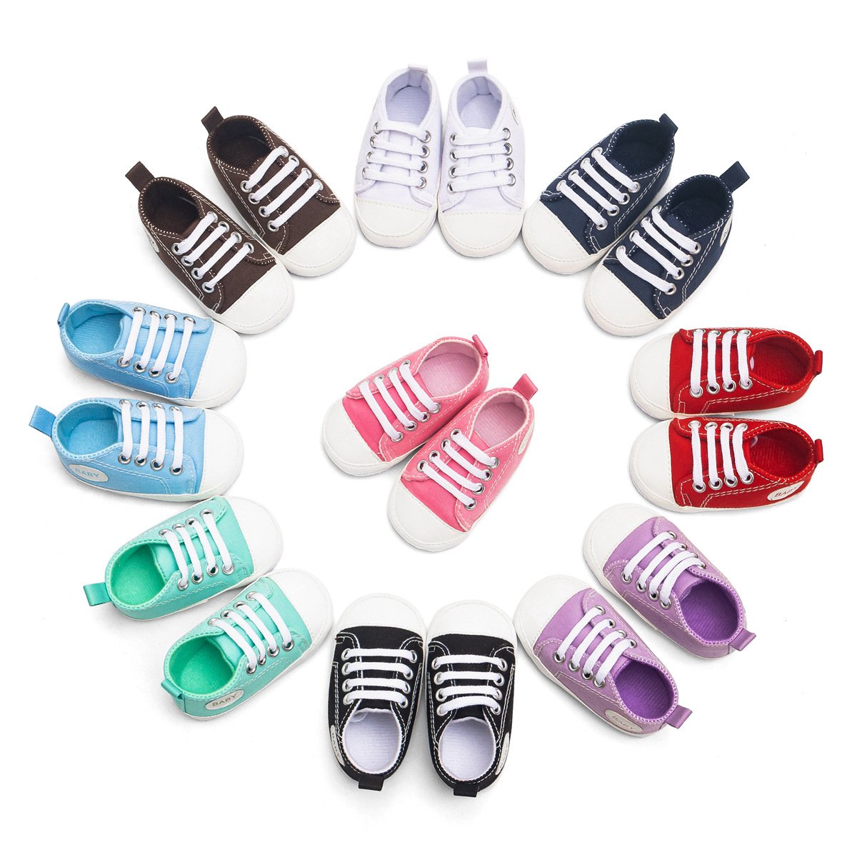 Chaussures en toile antidérapantes imprimées avec lettre « Baby » pour bébé garçon et fille