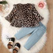 2PCS Cute Leopard Printed Baby Set