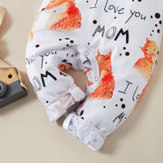 I Love You Mom Lovely Fox Printed Baby Jumpsuit