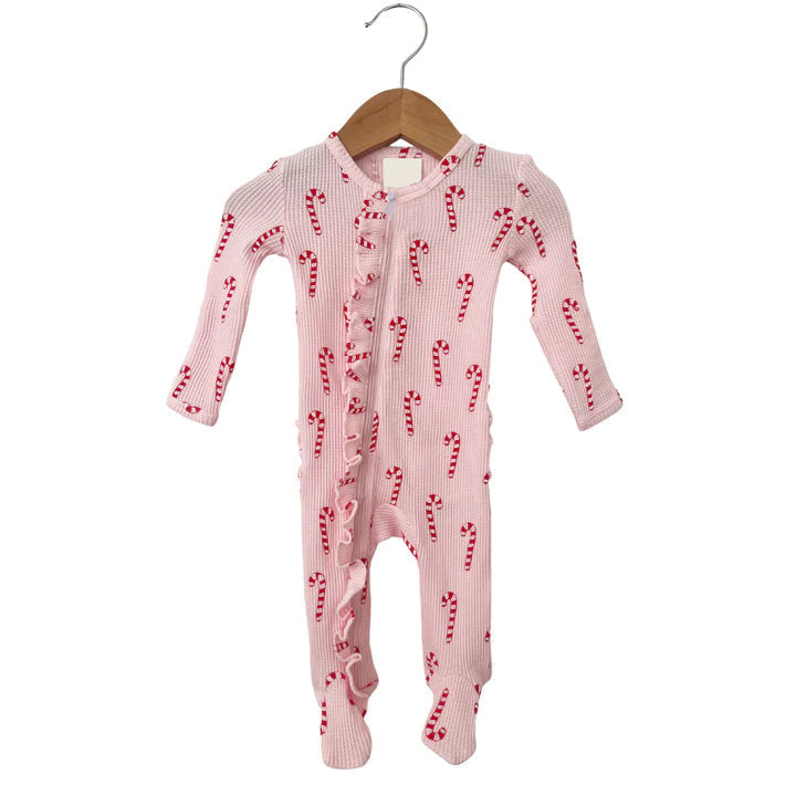 2PCS Lovely Christmas Candy Cane Printed Baby Jumpsuit