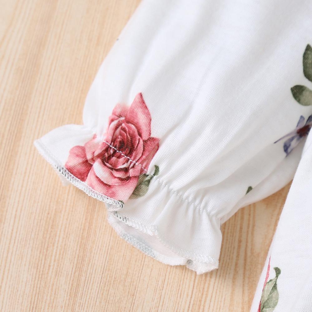 Jolie combinaison à manches longues en dentelle imprimée florale pour bébé fille