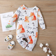 I Love You Mom Lovely Fox Printed Baby Jumpsuit