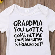 Grandma You Gotta Come Get Me Letter Printed Baby Romper