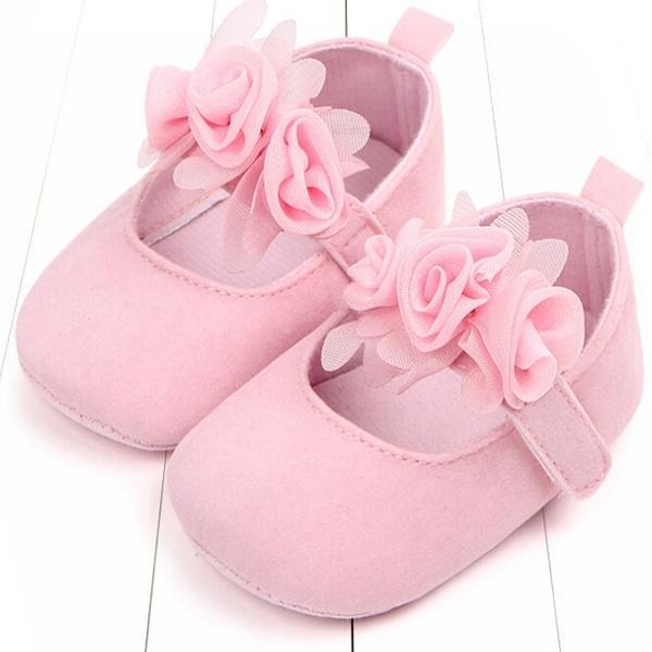 Solid Color 3D Flower Princess Athletic Baby Girl Shoes