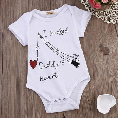 I Hooked Daddy's Heart Print Romper