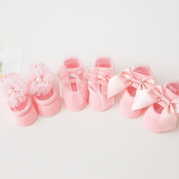 3-pack Pretty 3D Flower Bowknot Socks for Baby Girl