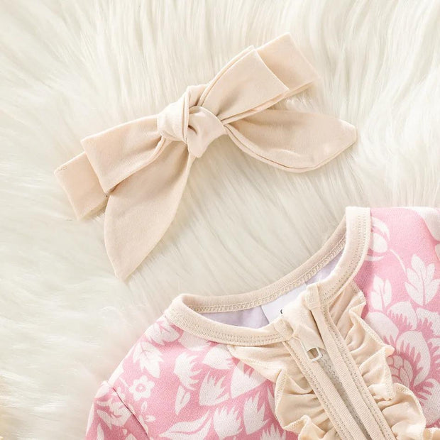3PCS Cute Floral Printed Baby Jumpsuit