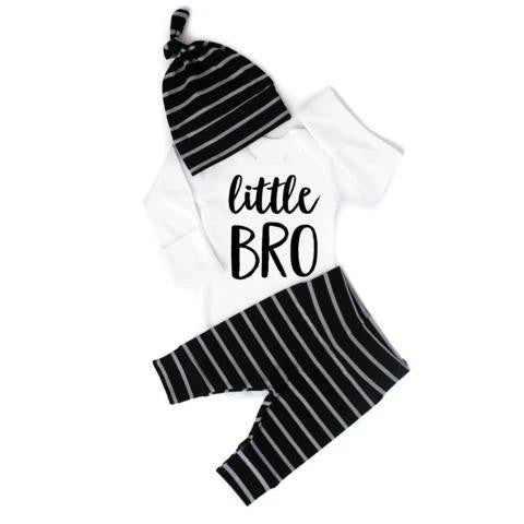 Baby Boy Little BRO Letter Printed Bodysuit With Pants Baby Set