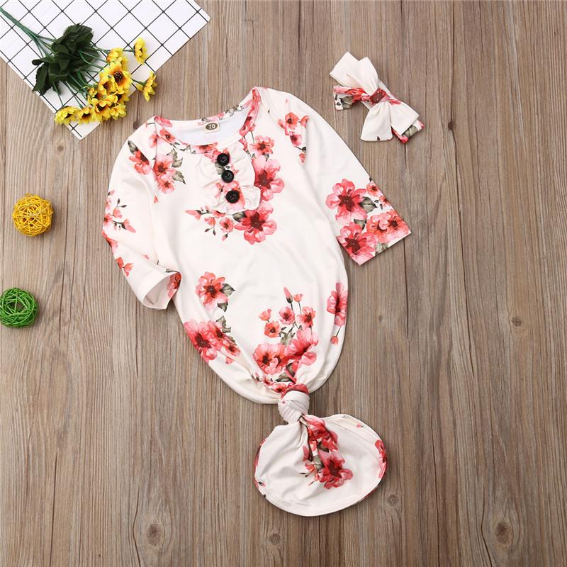 Saco de dormir para bebé recién nacido con estampado floral bonito de 2 piezas