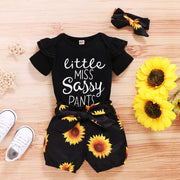 Little Miss Sassy Pants Sunflower Short Baby Set