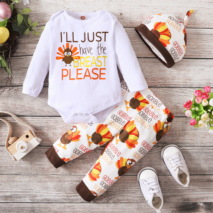 I'll Just Have The Breast Please bodysuit Breastfeeding Outfit Thanksgiving  turkey one-piece