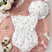 2PCS Pretty Floral Printed Baby Sleeveless Romper