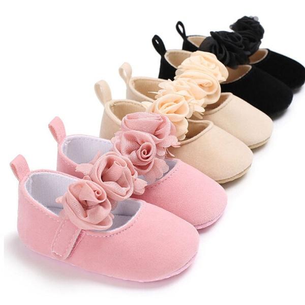 Solid Color 3D Flower Princess Athletic Baby Girl Shoes