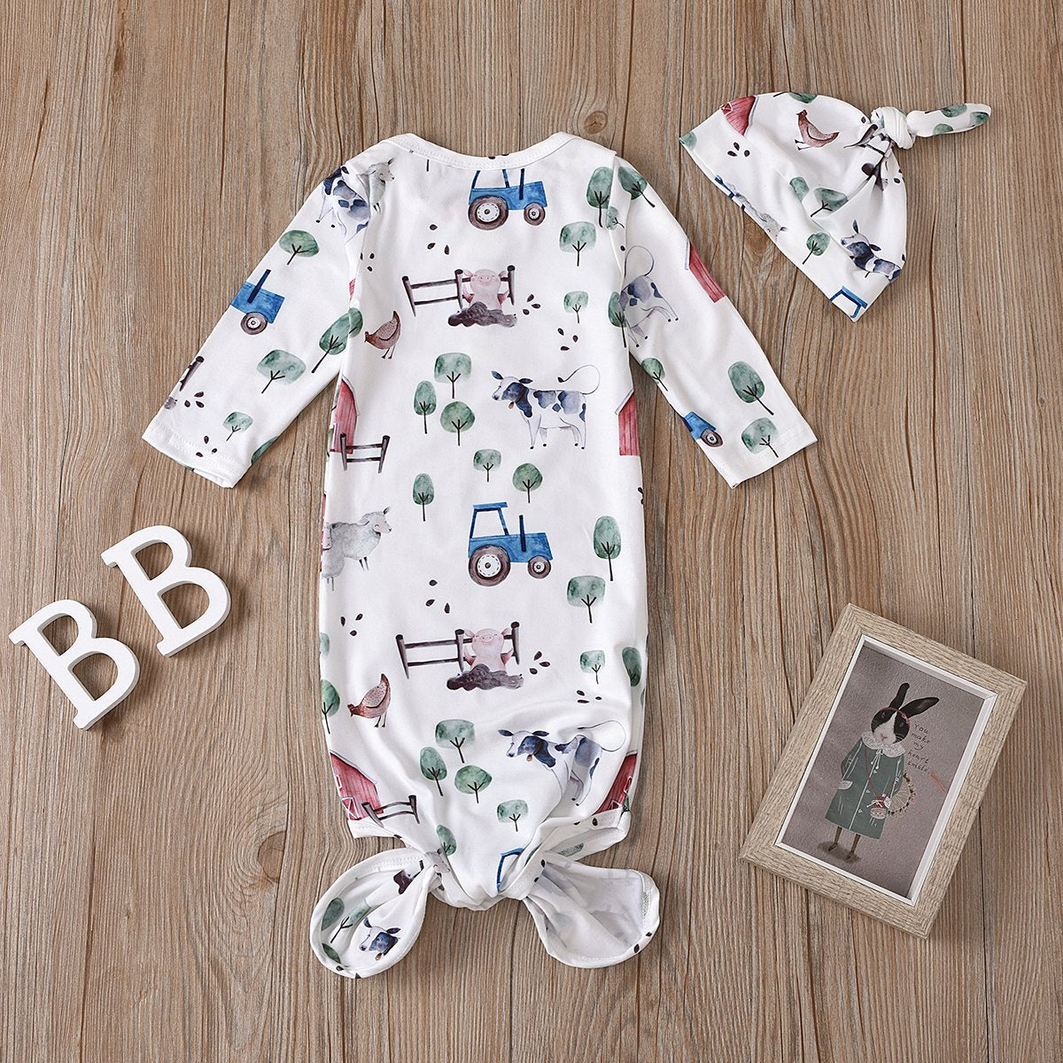 Conjunto de bebé niño niña con gorro y saco de dormir con estampado floral recién nacido lindo 