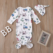Cute NewBorn Floral Printed Sleeping Bag And Hat Baby Boy Girl Set