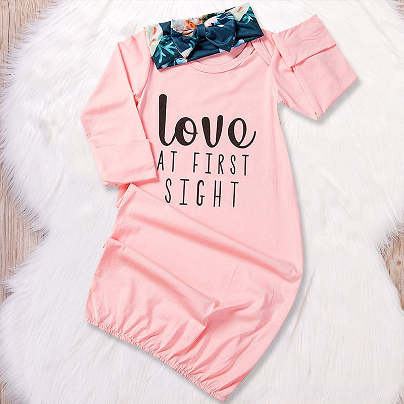 Bebé Recién Nacido Amor a primera vista Pijama con estampado floral y diadema