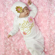 Baby NewBorn Little Sister Floral Print Pajamas and Hat