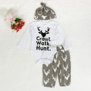 Baby Boys Girls Deer Printed Romper with Pants Hat Set