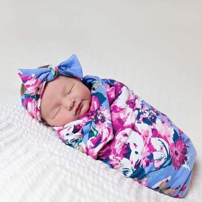 Ensemble sac de couchage et bandeau imprimé Floral pour nouveau-né, joli sac de couchage à imprimé Floral 