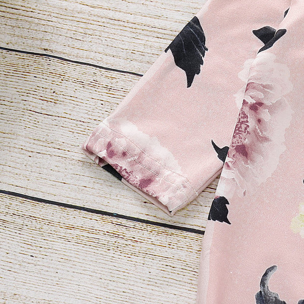 NewBorn Floral Print Pink Pajamas and Headband