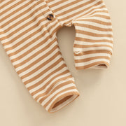 Lovely Brown Stripe Baby Long Sleeve Jumpsuit