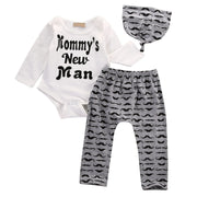 3PCS Mommy's New Man Romper with Pants Set