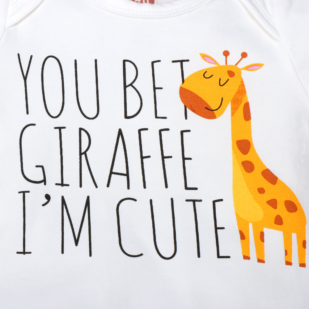 You Bet Giraffe I'm Cute Lovely Letters Girafe Imprimée Barboteuse à manches courtes pour bébé