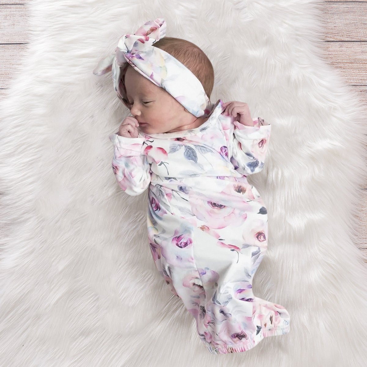Saco de dormir para bebé con estampado floral encantador de 2 piezas