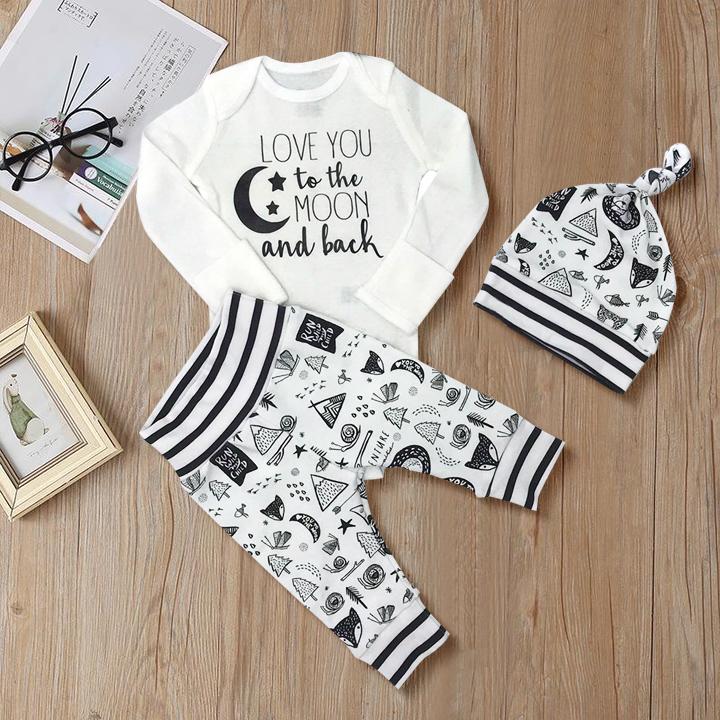 3PCS Love You To The Moon And Back Baby Set - Main Image