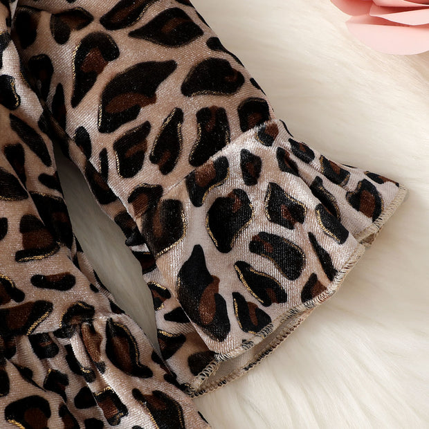 2PCS Cute Leopard Printed Baby Set