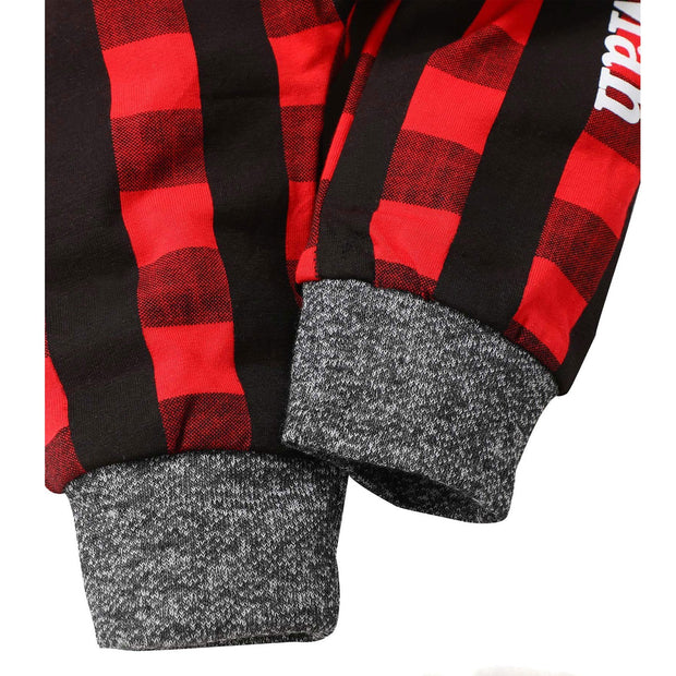 2PCS Mama's Boy Letter Printed Hoodie with Plaid Pants Baby Set